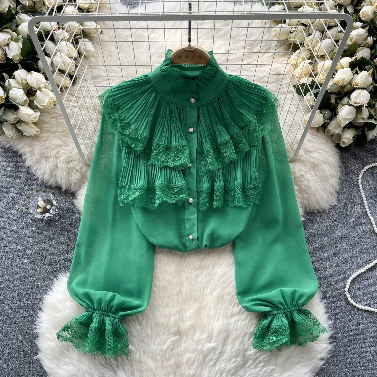 Elegant French Blouse Women Temperament Sweet Ruffles Loose Casual Tops Spring Long Sleeve Streetwear White Shirts