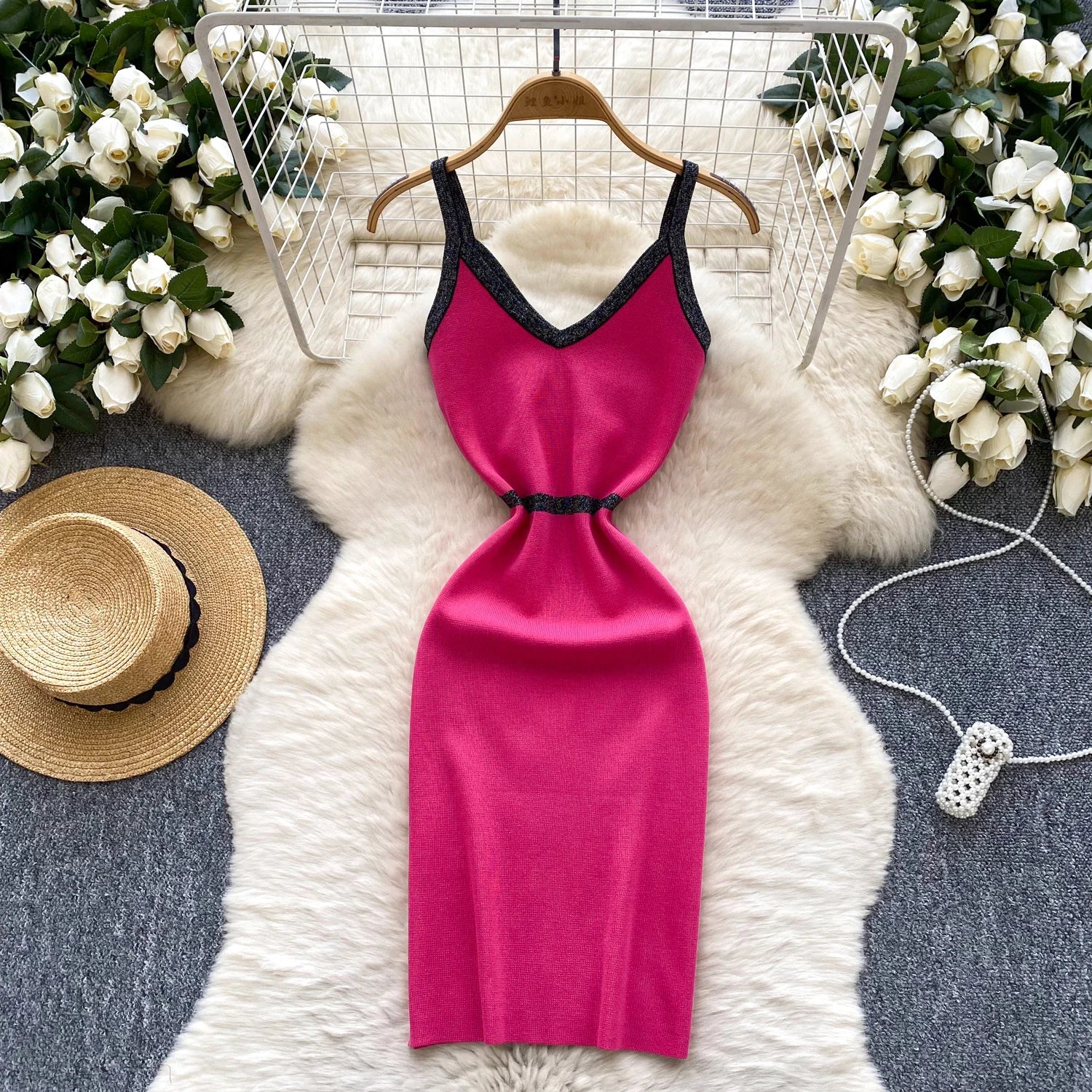 New Chic Fashion Sexy Wrap Hips Patchwork Knitted Autumn Dress Women Slim Elastic Bodycon Long Dress Streetwear Outfits Vestido