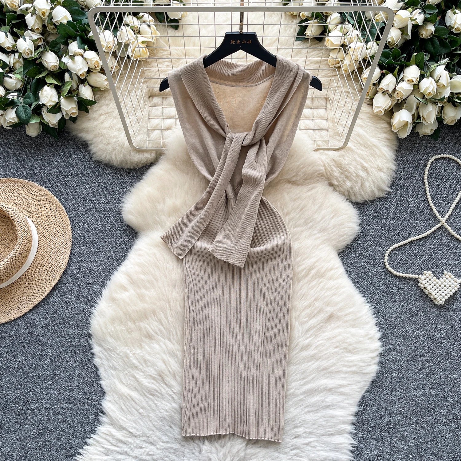 2026 New Summer Women Sleeveless Knitted Tank Mini Dress Elastic Cross Bandage Design Solid Color Short Bodycon Wrap Dress