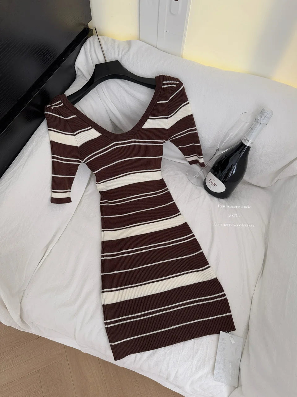 Summer Women Dress 2025 New Vintage Deep V Neck Knitted Mini Dress Streetwear chic Y2K Lady Blackless Short Party Dress