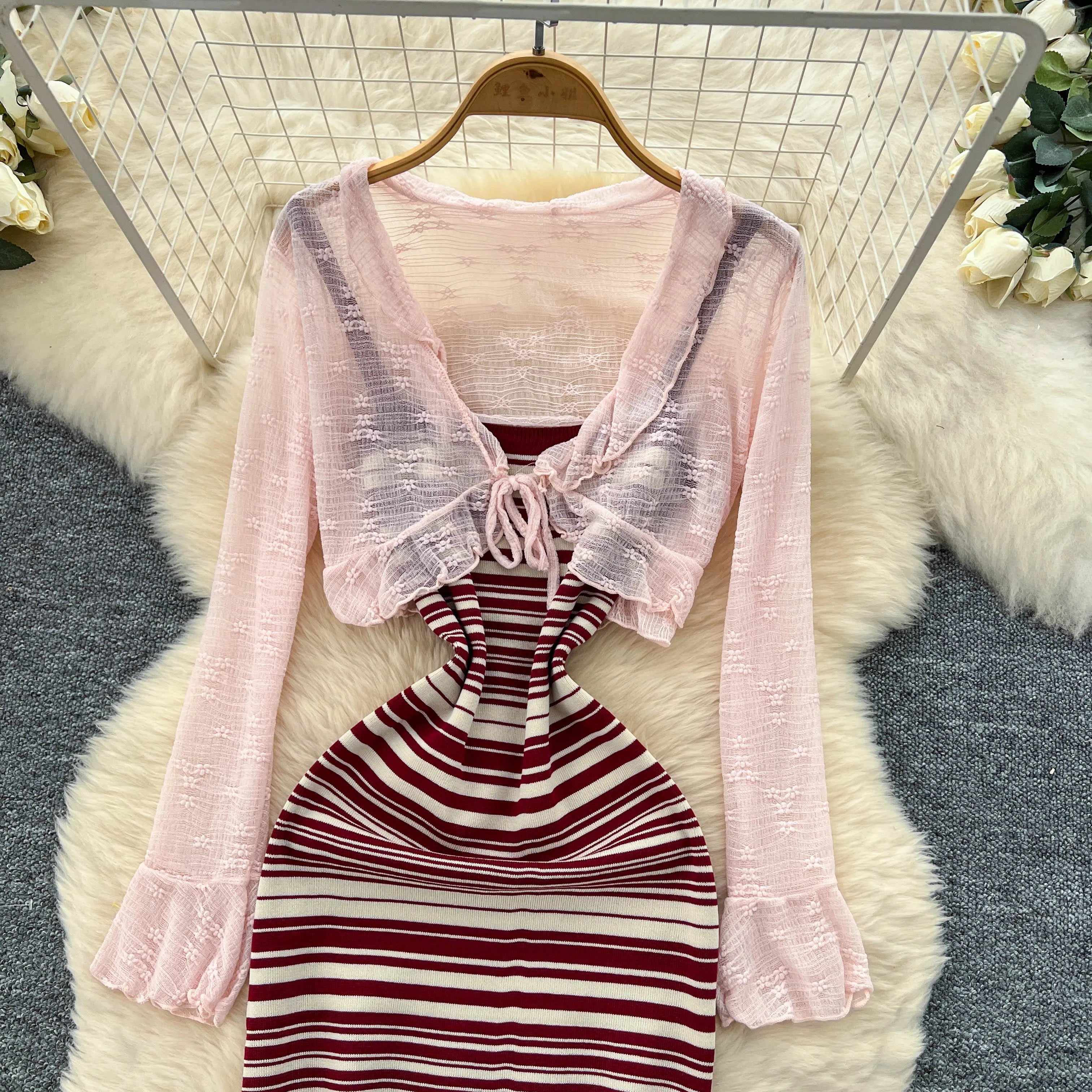 Short Summer Cardigan Women Thin Long Sleeve Hollow Out Croped Tops Thin Yellow Flare Sleeve Crochet Knitted Cardigans Ladies